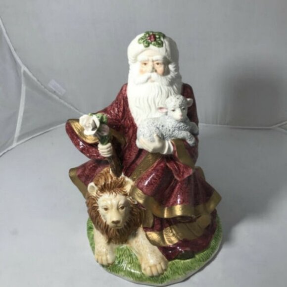 House of Lloyd Peaceful Kingdom Santa with Lion Music Box Christmas Holiday - Picture 2 of 12